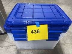 (3) CLEAR PLASTIC STORAGE TOTES W/ LIDS