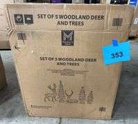 5PC WOODLAND DEER & TREES SET IN BOX