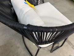 (2) ALL WEATHER PATIO CHAIRS - BLACK & WHITE