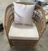 AS IS - 3PC ALL WEATHER PATIO SET - BROWN & WHITE