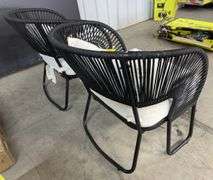 (2) ALL WEATHER PATIO CHAIRS - BLACK & WHITE