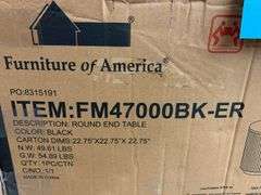 FURNITURE OF AMERICA ROUND END TABLE IN BOX - BLACK