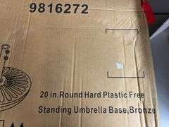 20" ROUND PLASTIC UMBRELLA BASE IN BOX - BRONZE