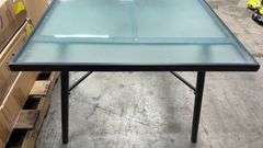 AS IS - ROOM ESSENTIALS PATIO DINING TABLE - BLACK