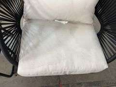 (2) ALL WEATHER PATIO CHAIRS - BLACK & WHITE