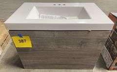 AS IS - DOMANI 2 DRAWER VANITY TOP - GREY & WHITE