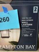 (2) HAMPTON BAY 2PC SMALL EXTERIOR WALL LANTERNS IN BOXES