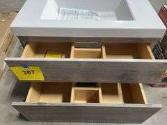 AS IS - DOMANI 2 DRAWER VANITY TOP - GREY & WHITE