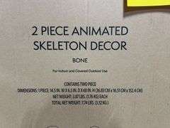 2PC ANIMATED SKELETON DECOR IN BOX - BONE