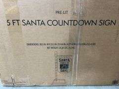 PRE LIT 5FT SANTA COUNTDOWN SIGN IN BOX