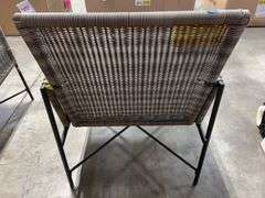 METAL & WICKER X FRAME PATIO CHAIR - GREY