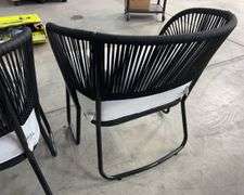 (2) ALL WEATHER PATIO CHAIRS - BLACK & WHITE