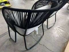 (2) ALL WEATHER PATIO CHAIRS - BLACK & WHITE