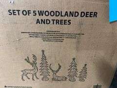 5PC WOODLAND DEER & TREES SET IN BOX