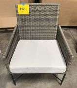 METAL & WICKER X FRAME PATIO CHAIR - GREY