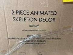 2PC ANIMATED SKELETON DECOR IN BOX - BRONZE