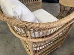 AS IS - 3PC ALL WEATHER PATIO SET - BROWN & WHITE