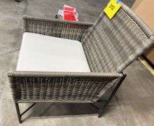 METAL & WICKER X FRAME PATIO CHAIR - GREY