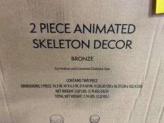 2PC ANIMATED SKELETON DECOR IN BOX - BRONZE