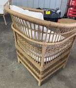 AS IS - 3PC ALL WEATHER PATIO SET - BROWN & WHITE