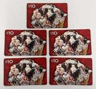 (5) COLD STONE CREAMERY $10 GIFT CARDS ($50 TOTAL VALUE)