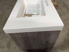 AS IS - DOMANI 2 DRAWER VANITY TOP - GREY & WHITE