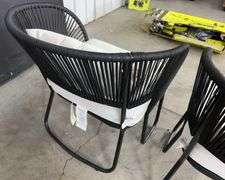 (2) ALL WEATHER PATIO CHAIRS - BLACK & WHITE