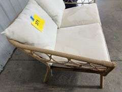 AS IS - ALL WEATHER PATIO LOVESEAT - BROWN & WHITE