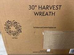 30" HARVEST WREATH IN BOX - CATTAILS