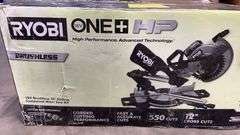 AS IS - RYOBI 18V BRUSHLESS 10" SLIDING COMPOUND MITER SAW KIT IN BOX