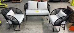 3PC ALL WEATHER PATIO SET - BLACK & WHITE