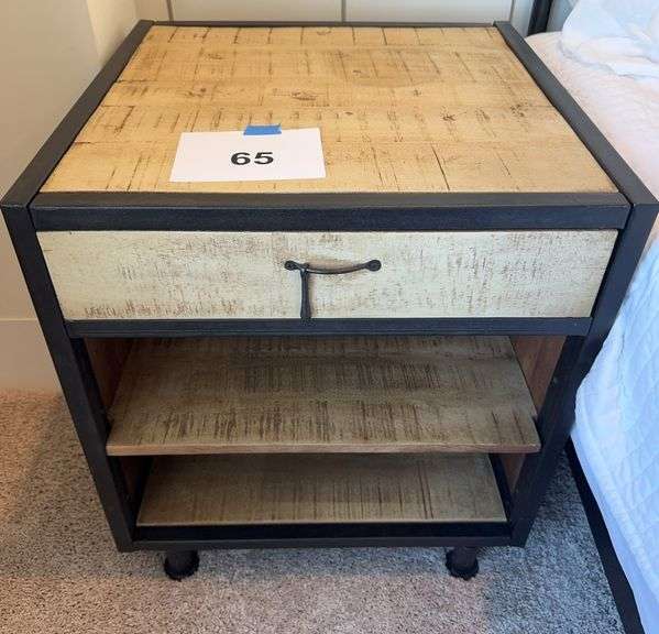 WOOD/METAL SIDE TABLE W/ DRAWER Earl s Auction Company