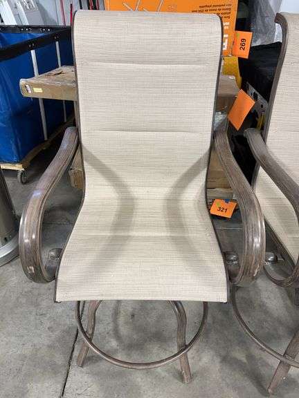 AS IS - (4) ALL WEATHER SWIVEL PATIO CHAIRS - BROWN