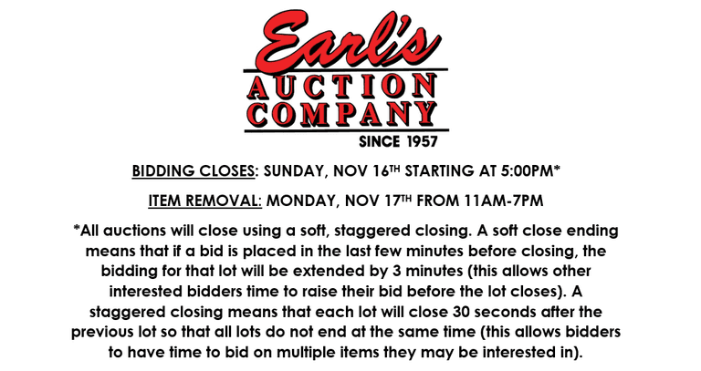 ENDS SUNDAY! ONLINE AUCTION 11/11-11/16 (GREEN)