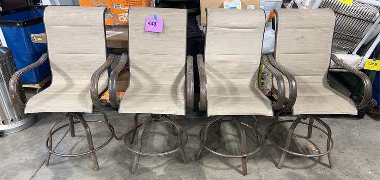 AS IS - (4) ALL WEATHER SWIVEL PATIO CHAIRS - BROWN