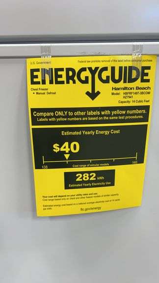 HAMILTON BEACH 14.0CU FT CHEST FREEZER - WHITE