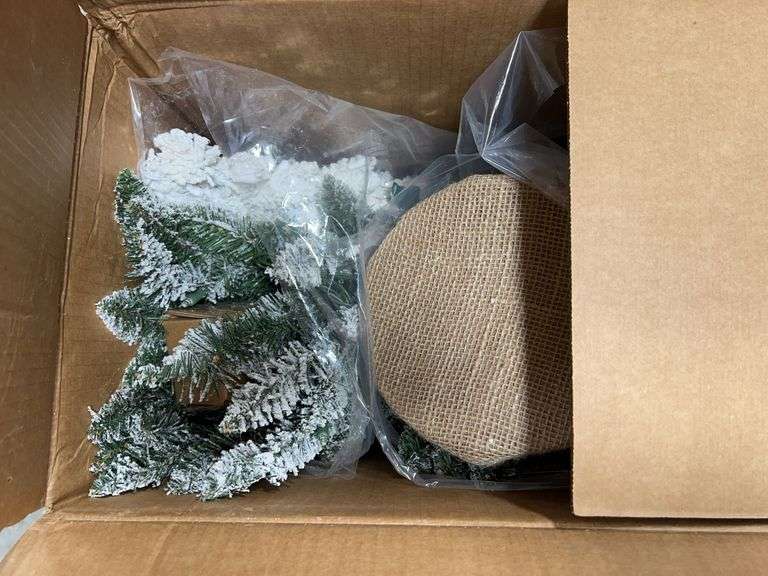 3PC PRE LIT FROSTED TREES IN BOX - FLOCKED