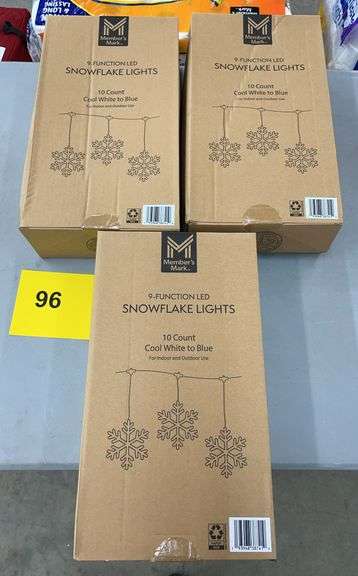 (3) 9 FUNCTION LED SNOWFLAKE LIGHTS IN BOXES - Earl's Auction Company