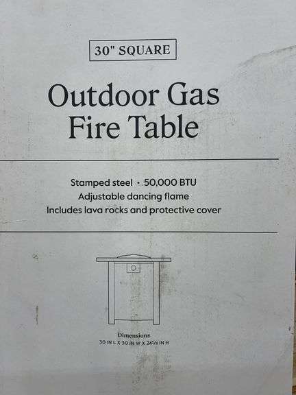 THRESHOLD 30" SQUARE OUTDOOR GAS FIRE TABLE IN BOX