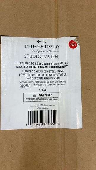 AS IS - THRESHOLD WICKER & METAL PATIO LOVESEAT IN BOX