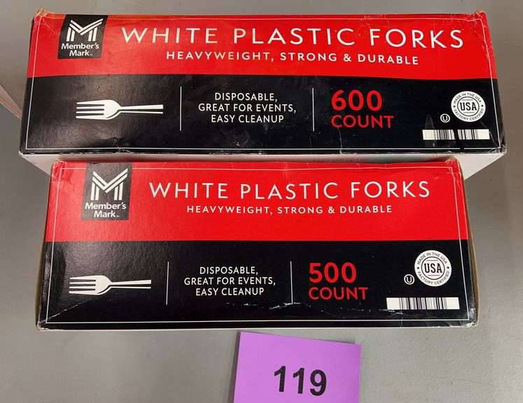 (2) BOXES OF WHITE PLASTIC FORKS