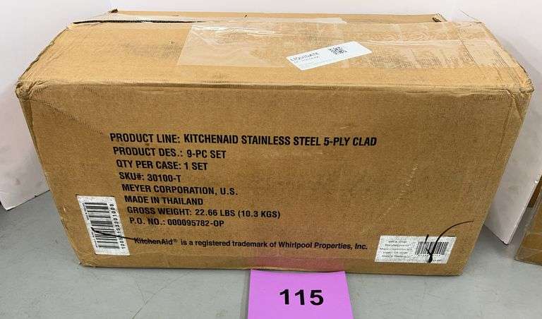 KITCHENAID 9PC STAINLESS STEEL COOKWARE SET IN BOX