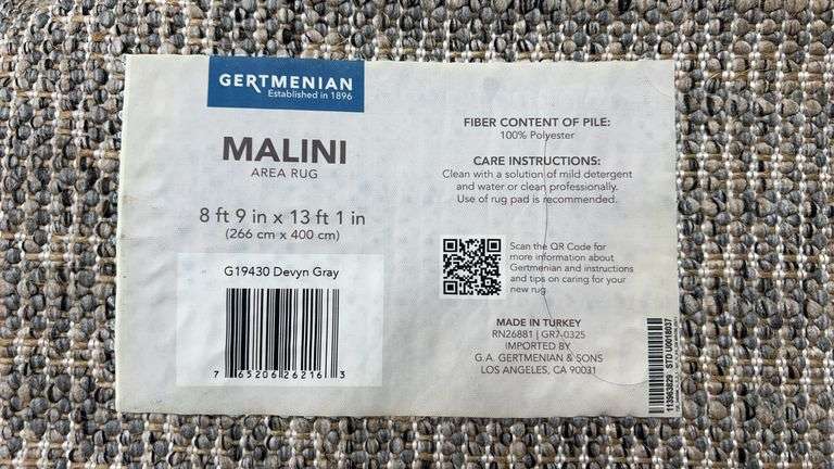 GERTMENIAN MALINI 9FTx13FT AREA RUG - GREY
