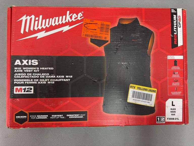 MILWAUKEE AXIS M12 WOMENS HEATED VEST KIT IN BOX SIZE LARGE - BLACK