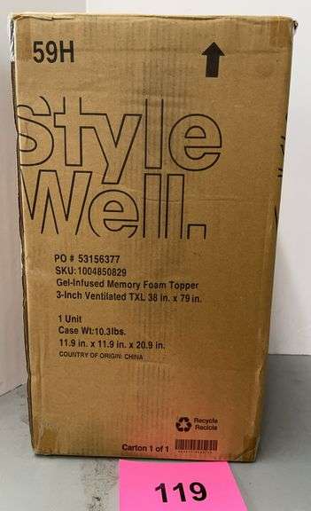 STYLE WELL 3" TWIN XL MATTRESS TOPPER IN BOX