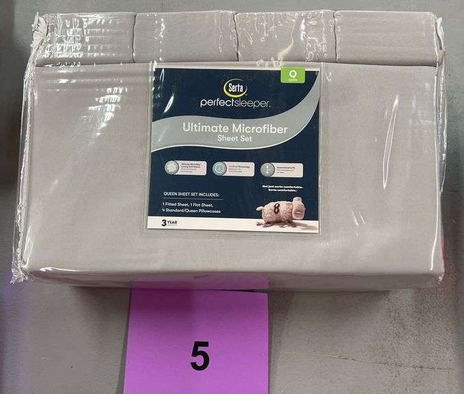 SERTA QUEEN MICROFIBER SHEET SET - GREY