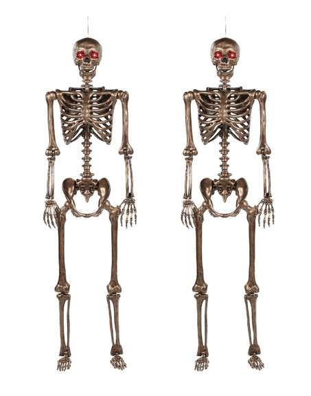 2PC ANIMATED SKELETON DECOR IN BOX - BRONZE