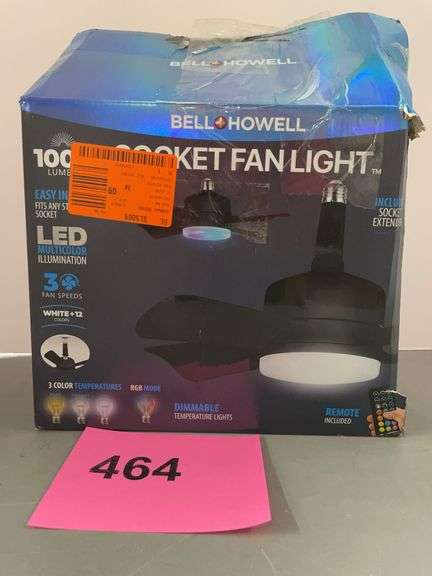 BELL + HOWELL SOCKET FAN LIGHT IN BOX - Earl's Auction Company