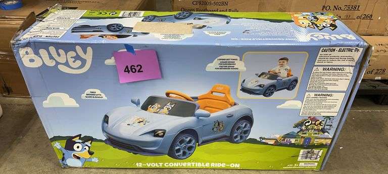 KIDS BLUEY 12V CONVERTIBLE RIDE ON IN BOX