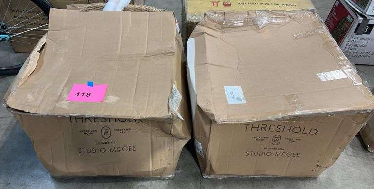 (2) THRESHOLD STUDIO MCGEE WINDSOR PATIO ROCKING CHAIRS IN BOXES